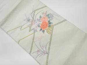 リサイクル　金駒刺繍花瓶に草花模様名古屋帯